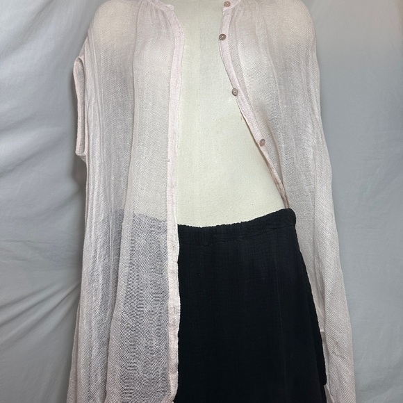 Eileen Fisher Sheer Open Knit Cardigan Italian Yarn Blush Pink Drape L - Picture 1 of 16